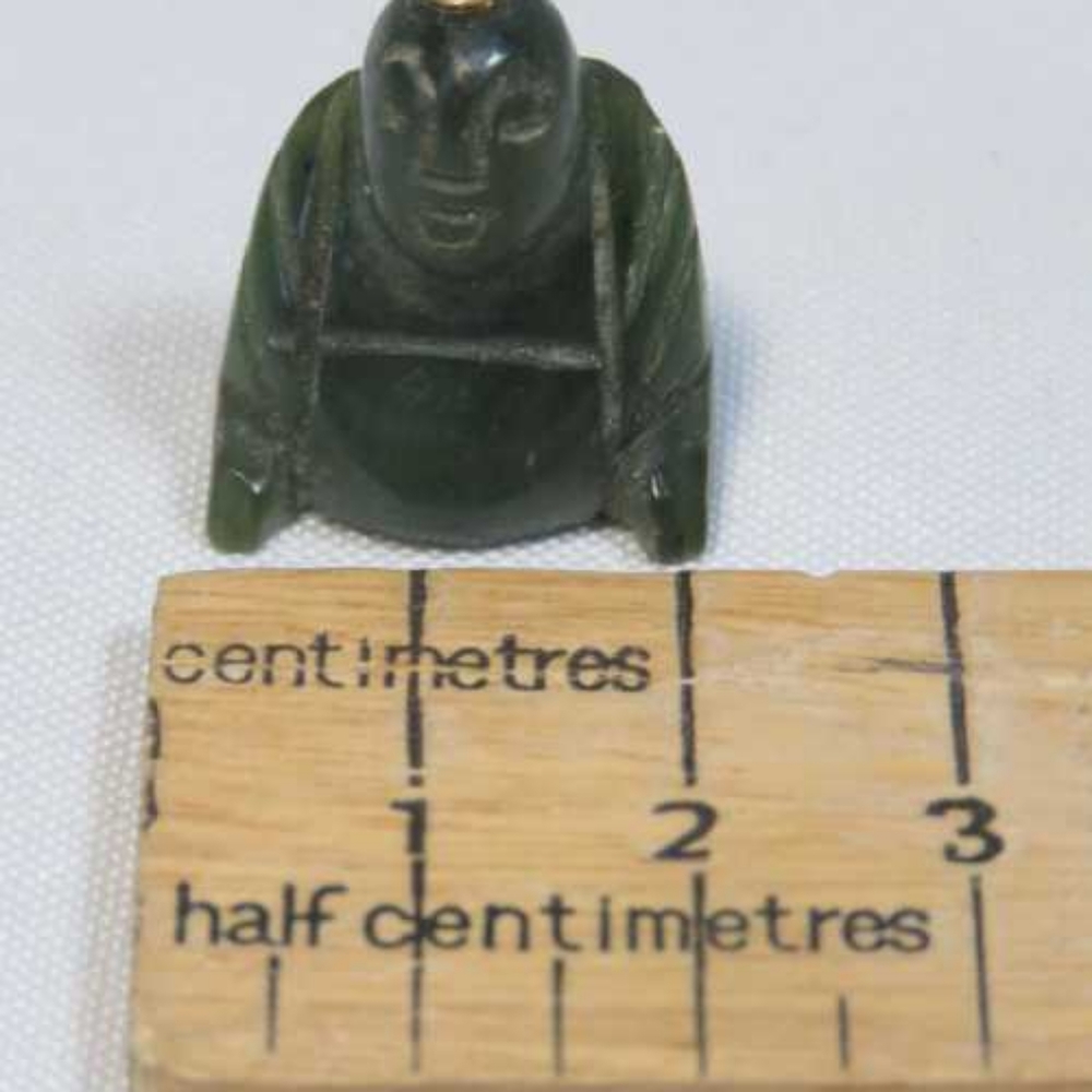 1920s vintage, green, Jade, hand carved Buddha pendant